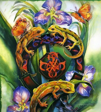 庭園の魔法のトカゲ ファンタジー Oil Paintings